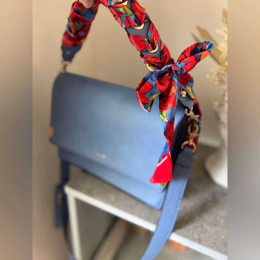 Scarf Satchel Blue Purse